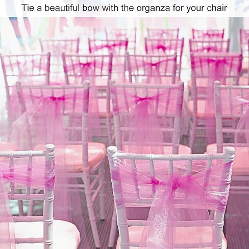 BIT.FLY 25 Pcs Organza Chair Sashes for Wedding Banquet Party Decoration Chair Bows Ties Chair Cover Bands Event Supplies - Light Pink in Kuwait