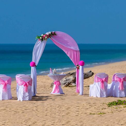 BIT.FLY 25 Pcs Organza Chair Sashes for Wedding Banquet Party Decoration Chair Bows Ties Chair Cover Bands Event Supplies - Light Pink in Kuwait