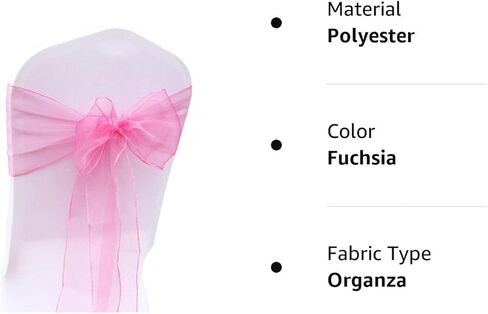 BIT.FLY 25 Pcs Organza Chair Sashes for Wedding Banquet Party Decoration Chair Bows Ties Chair Cover Bands Event Supplies - Light Pink in Kuwait