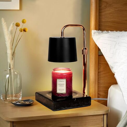 Candle Warmer Lamp, Electric Candle Lamp Warmer with Dimmer, Bedroom Home Decor Marble Base Dimmable Vintage Wax Melt Warmer for Scented Wax with 2 * 50W Bulbs (Black-01) in Kuwait