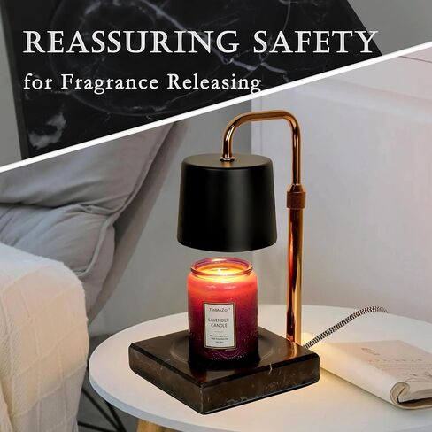 Candle Warmer Lamp, Electric Candle Lamp Warmer with Dimmer, Bedroom Home Decor Marble Base Dimmable Vintage Wax Melt Warmer for Scented Wax with 2 * 50W Bulbs (Black-01) in Kuwait