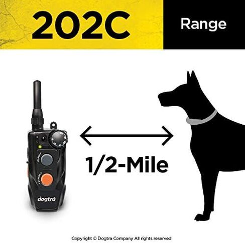 Dogtra 202C Remote Training E-Collar - 1/2 Mile Range - 2-Dogs System, Static, Vibration, Medium Output, Adjustable Levels, Waterproof, Electric Dog Collar for Basic Training of Small, Medium Dogs in Saudi Arabia