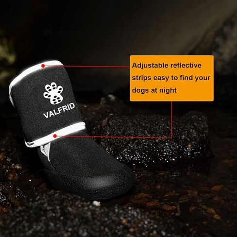 Dog Shoes,Waterproof Dog Rain Boots for Winter Snowy Day,Summer Hot Pavement,Dog Booties for Small Medium Large Dogs,Paw Protector with Reflective Strips Rugged Anti-Slip Rubber Sole Black L in Kuwait