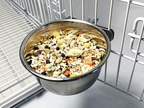 الطيور الحب 2pk الفولاذ المقاوم للصدأ الترباس على قفص حظيرة أكواب للطيور والكلاب والحيوانات الصغيرة طعام الطيور ووعاء الماء، 30 أوقية in Kuwait