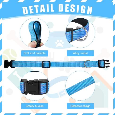 Sanwuta 12 Pcs Reflective Puppy Dog Collars Bulk for Litter Small Medium Dogs Adjustable Safety Nylon Collars with Locking Buckle Soft Padded Breathable Puppy Collar for Cats Pets(Small) in Saudi Arabia
