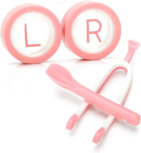 ofone Contact Lens Remover Tool, Contact Lens Applicator with Lenses Case Tweezers Soft Silicone Scoop Portable Contacts Storage Container Kit for Soft Lenses (Pink) in Kuwait