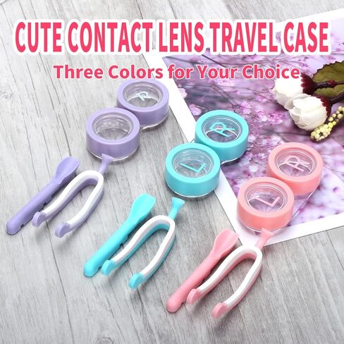 ofone Contact Lens Remover Tool, Contact Lens Applicator with Lenses Case Tweezers Soft Silicone Scoop Portable Contacts Storage Container Kit for Soft Lenses (Pink) in Kuwait