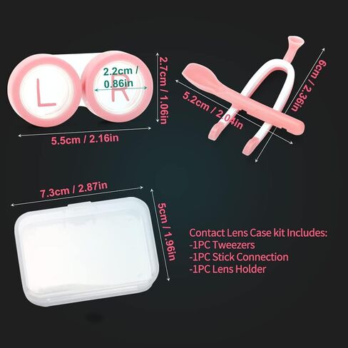 ofone Contact Lens Remover Tool, Contact Lens Applicator with Lenses Case Tweezers Soft Silicone Scoop Portable Contacts Storage Container Kit for Soft Lenses (Pink) in Kuwait