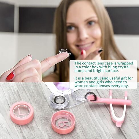 ofone Contact Lens Remover Tool, Contact Lens Applicator with Lenses Case Tweezers Soft Silicone Scoop Portable Contacts Storage Container Kit for Soft Lenses (Pink) in Kuwait