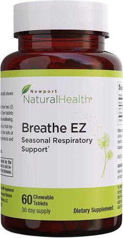 Breathe EZ: تزيل أعراض الجهاز التنفسي الموسمية، دعم الأعراض الموسمية، مكمل تخفيف الحساسية للموسم، العيون الحكة، العيون المائية، العطس، انسداد الأنف - من نيوبورت ناتشورال هيلث in Kuwait