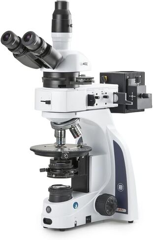 iScope Trinocular Compound Microscope EWF 10x/20mm Eyepieces, Plan Polarization PLPOLRI 5/10/20/S50x iOS Objectives, 160mm Round Stage. Rotatable 60° Polarizer Slider with Analyzer. Globe | Euromex in Saudi Arabia