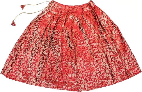 Green Dupion Silk Lehenga Choli Set, Kids Sleeveless Lehenga Choli in Saudi Arabia