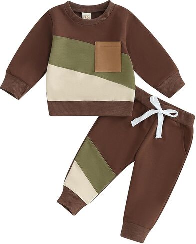 Fall Winter Toddler Baby Boy Clothes Crewneck Sweatshirt+Pants Sweatsuit | Long Sleeve Outfits,0-5 Year Old Boy Clothes,Toddler Infant Little Boy Fall Winter Cute 2pcs Set in Saudi Arabia