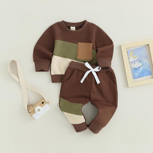 Fall Winter Toddler Baby Boy Clothes Crewneck Sweatshirt+Pants Sweatsuit | Long Sleeve Outfits,0-5 Year Old Boy Clothes,Toddler Infant Little Boy Fall Winter Cute 2pcs Set in Saudi Arabia