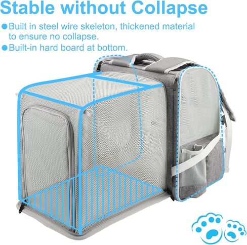 حقيبة ظهر قابلة للتوسيع للحيوانات الأليفة من Texsens Cat - حامل حقيبة ظهر للحيوانات الأليفة للقطط المتوسطة والكلاب الصغيرة - رائعة للسفر والمشي لمسافات طويلة وفي الهواء الطلق in Kuwait