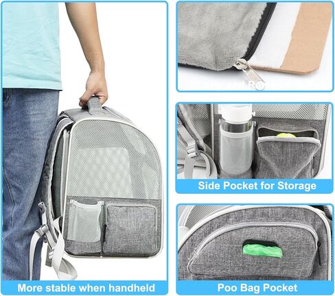 حقيبة ظهر قابلة للتوسيع للحيوانات الأليفة من Texsens Cat - حامل حقيبة ظهر للحيوانات الأليفة للقطط المتوسطة والكلاب الصغيرة - رائعة للسفر والمشي لمسافات طويلة وفي الهواء الطلق in Kuwait