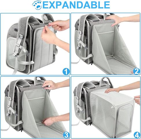 حقيبة ظهر قابلة للتوسيع للحيوانات الأليفة من Texsens Cat - حامل حقيبة ظهر للحيوانات الأليفة للقطط المتوسطة والكلاب الصغيرة - رائعة للسفر والمشي لمسافات طويلة وفي الهواء الطلق in Kuwait