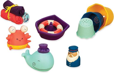 B. toys- B. baby– Baby Bath Toys –Baby Toddler Bath Tub Starter Kit (11-Pcs) For Kids- Wee B. Splashy- 0 months + in Saudi Arabia