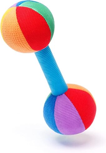 Jollybaby Soft Plush Stuffed Baby Dumbbell Rattle Toys for 0-3-6 Months Newborn, High Contrast Colorful Sensory Rattles Weights Toys for Infant Baby 0-3 Months, Funny Baby Boy Girls Shower Gifts in Saudi Arabia