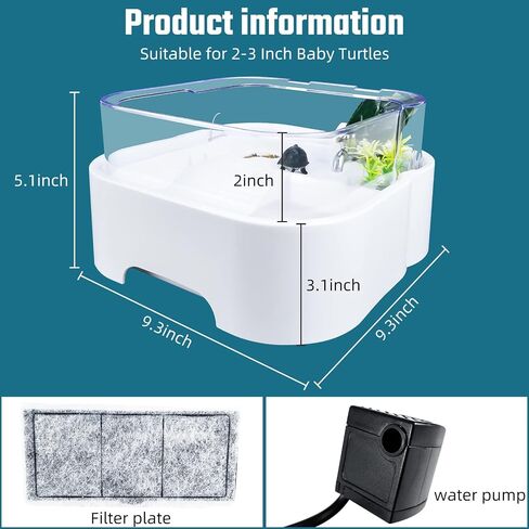 RunDuck Mini Turtle Cage Kit with Filter, Climbing and Sunbathing Platforms, Feeding and Swimming Areas, and Planting Space - Great Gift for Kids in Kuwait