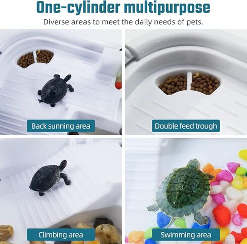 RunDuck Mini Turtle Cage Kit with Filter, Climbing and Sunbathing Platforms, Feeding and Swimming Areas, and Planting Space - Great Gift for Kids in Kuwait