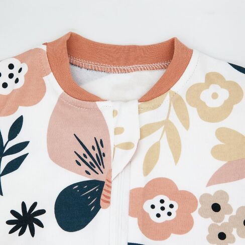 بطانية نوم للأطفال من HOUSBAY قابلة للارتداء مصنوعة من القطن بنسبة 100%، عبوة واحدة من كيس قماط للأطفال الصغار للجنسين 0.5 TOG مع سحاب ثنائي الاتجاه (زهرة، مقاس M) in Kuwait