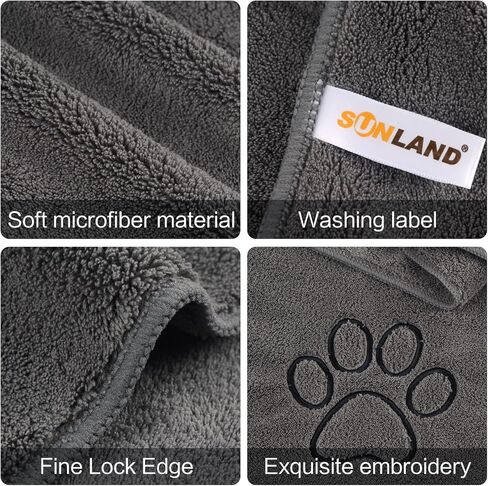 SUNLAND منشفة الكلب سوبر لينة الكلب منشفة تجفيف منشفة حمام الكلب فائقة الامتصاص مع طباعة مخلب مطرزة in Kuwait