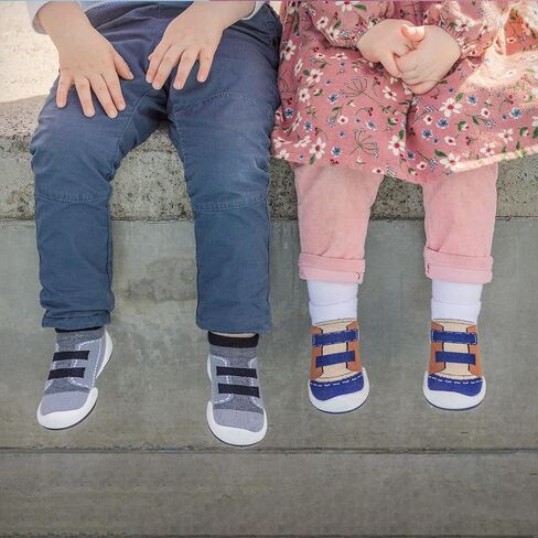 أحذية Komuello للرضع والأطفال الصغار، مشاية أولى قابلة للسحب، جزء سفلي غير قابل للانزلاق، قطن ناعم، أحذية جورب ممتازة - مشاية in Kuwait