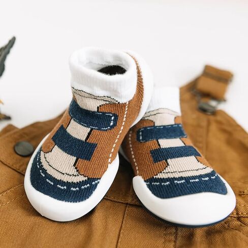 أحذية Komuello للرضع والأطفال الصغار، مشاية أولى قابلة للسحب، جزء سفلي غير قابل للانزلاق، قطن ناعم، أحذية جورب ممتازة - مشاية in Kuwait