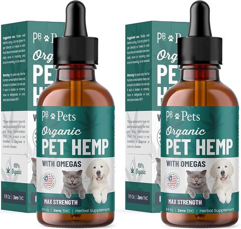 زيت القنب من PB Pets للكلاب والقطط - ينمو عضويًا - صُنع في الولايات المتحدة الأمريكية - يساعد في علاج القلق والورك والمفاصل والألم والتهاب المفاصل والإجهاد - مع مركب أوميغا in Saudi Arabia
