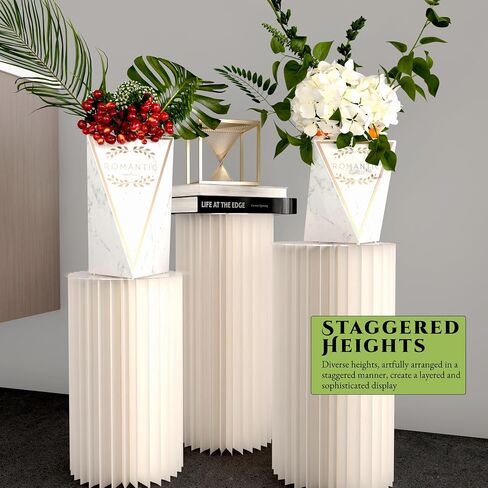 Foldable pedestal stands for display, Paper Column Flower Stands, Cylinder Stands for Party,And Plant Stands,Ideal for Decorating Weddings, Birthday Parties, Showcasing Art, And Collectibles（4PCS) in Saudi Arabia