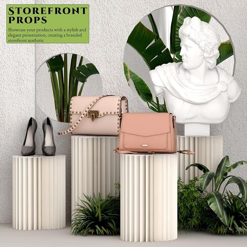 Foldable pedestal stands for display, Paper Column Flower Stands, Cylinder Stands for Party,And Plant Stands,Ideal for Decorating Weddings, Birthday Parties, Showcasing Art, And Collectibles（4PCS) in Saudi Arabia