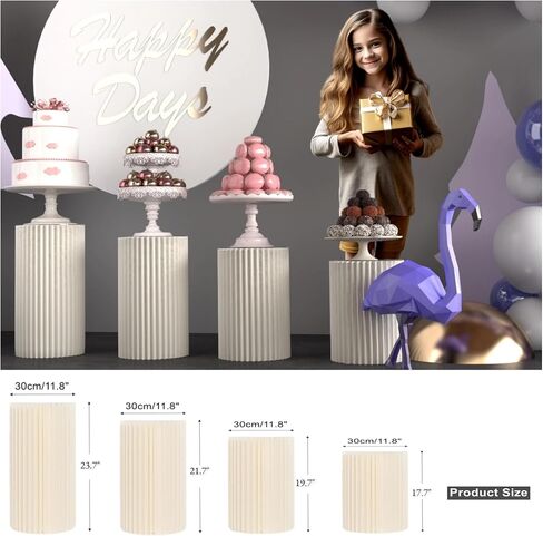 Foldable pedestal stands for display, Paper Column Flower Stands, Cylinder Stands for Party,And Plant Stands,Ideal for Decorating Weddings, Birthday Parties, Showcasing Art, And Collectibles（4PCS) in Saudi Arabia