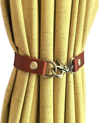 Leather Curtain Tiebacks 2Pcs Leather Curtain Ties Curtain Strap Black Curtain Holdbacks for Office Living Room Curtain Buckle Decorative (Black) in Saudi Arabia