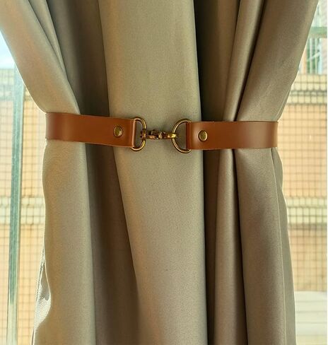Leather Curtain Tiebacks 2Pcs Leather Curtain Ties Curtain Strap Black Curtain Holdbacks for Office Living Room Curtain Buckle Decorative (Black) in Saudi Arabia