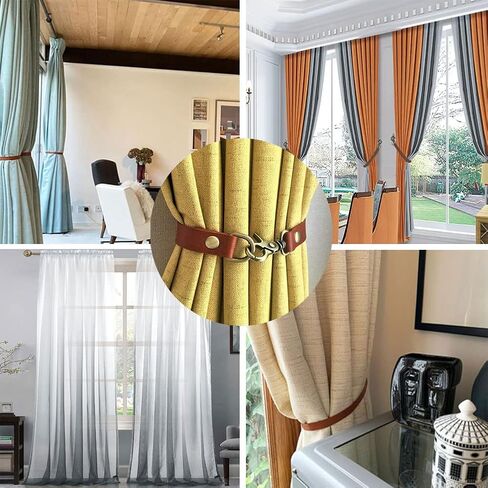 Leather Curtain Tiebacks 2Pcs Leather Curtain Ties Curtain Strap Black Curtain Holdbacks for Office Living Room Curtain Buckle Decorative (Black) in Saudi Arabia