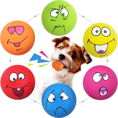 LLSPET Latex Dog Chewing Squeaky Ball Toys 6/PCS (HJ-01BOBW2FBA) in Saudi Arabia