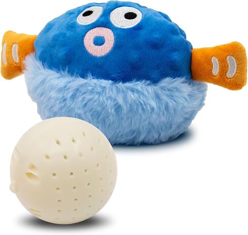 Interactive Rolling Ball for Dogs, Plush Toy That Moves, Bounces and Chews Automatically, Suitable for Dog Chasing, Interactive Dog Toy for Boredom -Blue Pufferfish Shape in Saudi Arabia