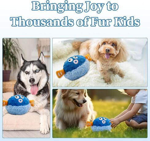Interactive Rolling Ball for Dogs, Plush Toy That Moves, Bounces and Chews Automatically, Suitable for Dog Chasing, Interactive Dog Toy for Boredom -Blue Pufferfish Shape in Saudi Arabia