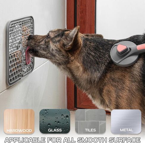 Lick Mats for Dog & Cat, Slow Feeders Cat Bowl with Suction Cups, Anxiety Relief & Boredom Reducer, Enrichment Toys for Peanut Butter Treats Yogurt Bathing Grooming (Beige+Grey) in Kuwait