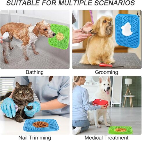 قطعتان من وسادات لعق الكلاب والقطط من Bosose، سجادة لعق الكلاب لزبدة الطعام والزبادي وأكواب الفول السوداني مع مجرفة لتقليل الملل وتخفيف القلق، سجادة طعام للكلاب للعناية بالاستحمام مع الشفط in Kuwait