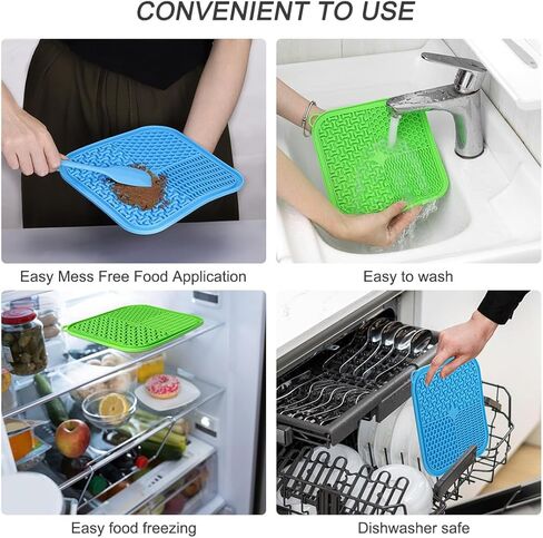 قطعتان من وسادات لعق الكلاب والقطط من Bosose، سجادة لعق الكلاب لزبدة الطعام والزبادي وأكواب الفول السوداني مع مجرفة لتقليل الملل وتخفيف القلق، سجادة طعام للكلاب للعناية بالاستحمام مع الشفط in Kuwait