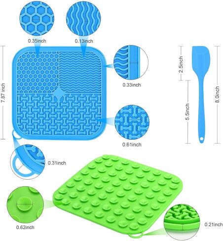 قطعتان من وسادات لعق الكلاب والقطط من Bosose، سجادة لعق الكلاب لزبدة الطعام والزبادي وأكواب الفول السوداني مع مجرفة لتقليل الملل وتخفيف القلق، سجادة طعام للكلاب للعناية بالاستحمام مع الشفط in Kuwait