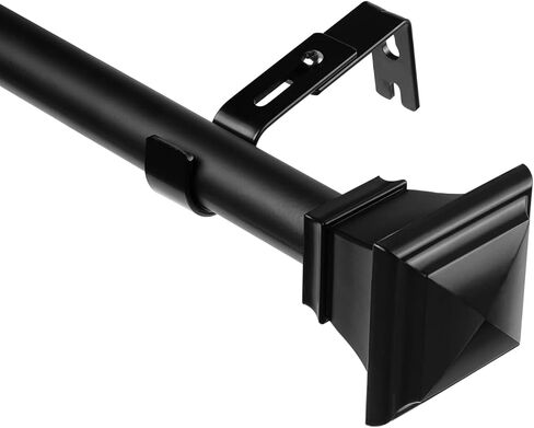 قضبان ستارة سوداء مقاس 1 انش للنوافذ من 66 الى 144 انش، مجموعة قضبان ستائر طويلة للغاية، 72-144 انش، قضيب ستارة معدني مفرد مزخرف مع دعامات (5.5-12 قدم) in Kuwait