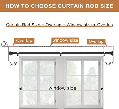 قضبان ستارة سوداء مقاس 1 انش للنوافذ من 66 الى 144 انش، مجموعة قضبان ستائر طويلة للغاية، 72-144 انش، قضيب ستارة معدني مفرد مزخرف مع دعامات (5.5-12 قدم) in Kuwait