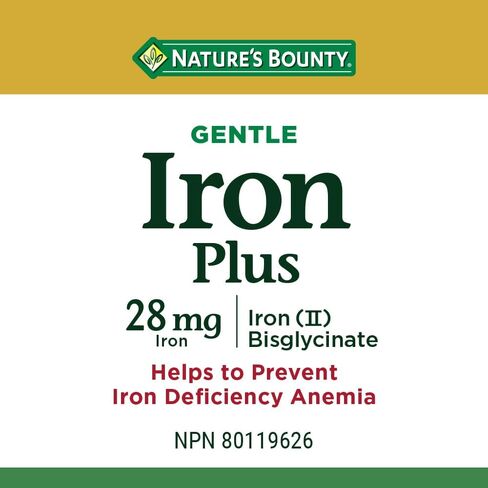 Nature's Bounty Gentle Iron Plus Pills, Supplement, Helps Prevent Iron Deficiency Anemia, 28 mg, 150 Capsules in Saudi Arabia