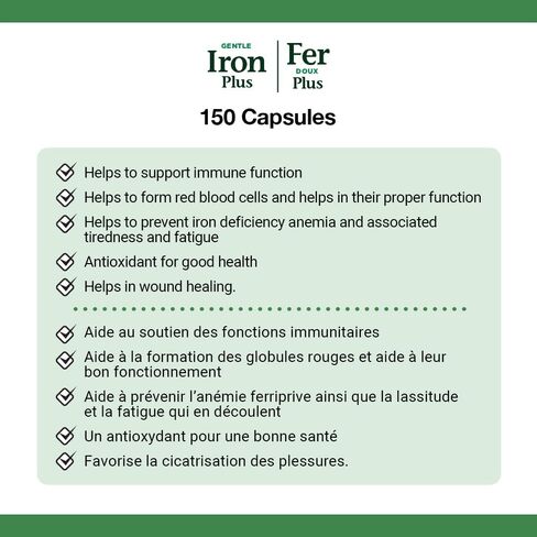 Nature's Bounty Gentle Iron Plus Pills, Supplement, Helps Prevent Iron Deficiency Anemia, 28 mg, 150 Capsules in Saudi Arabia