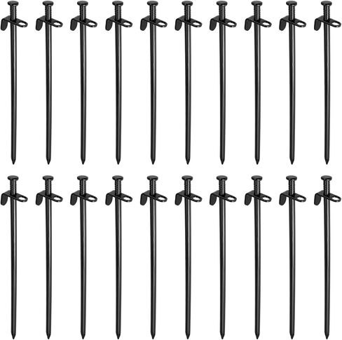 SEHOI 20 Pack 12 Inches Tent Stakes, Heavy Duty Steel Solid Tent Stakes Pegs, Multiuse Tarp Pegs Camping Stakes for Outdoor Camping Canopy and Tarp, Black in Saudi Arabia