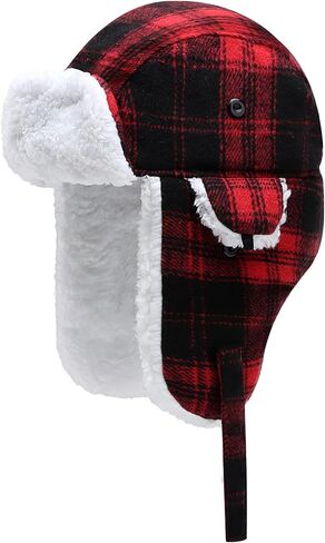 Toddler Kids Trapper Hat Boys Girls Winter Hat with Ear Flaps 1-8T | Snow Hat, Bomber Hat, Waterproof, Warm Plush Lining, Thick Cotton Padding, Ideal for Skiing & Winter Outdoor Activities in Saudi Arabia