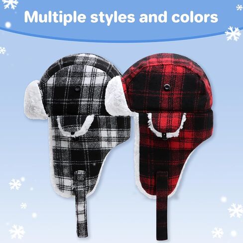Toddler Kids Trapper Hat Boys Girls Winter Hat with Ear Flaps 1-8T | Snow Hat, Bomber Hat, Waterproof, Warm Plush Lining, Thick Cotton Padding, Ideal for Skiing & Winter Outdoor Activities in Saudi Arabia